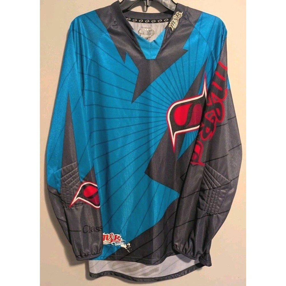 Vintage MSR NXT Racing Jersey Mens L Blue/Red  Padded Elbows Motocross Racing